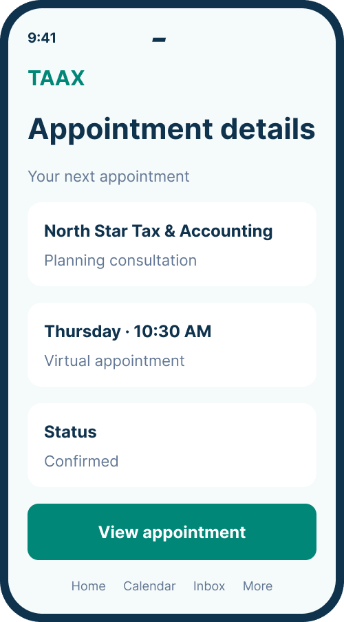 Appointment details screen