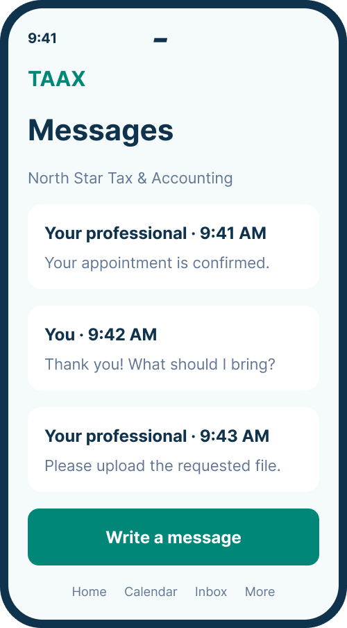 Messages screen