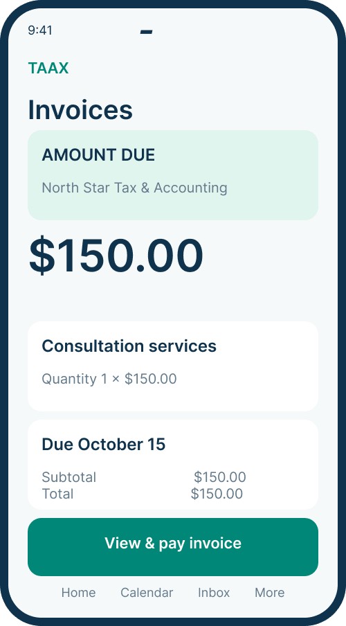 Invoices screen