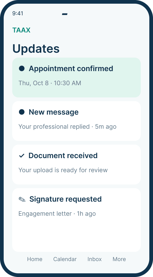 Updates screen