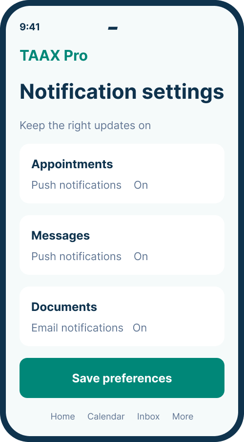 Notification settings screen