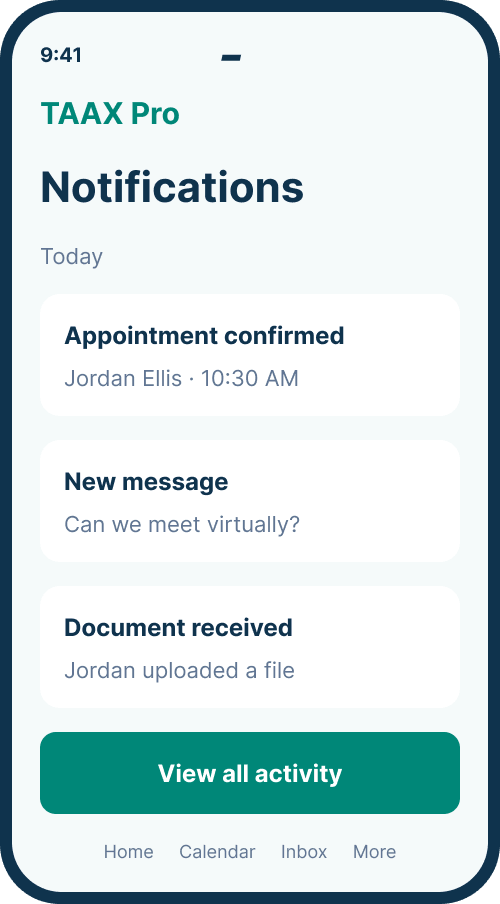 Notifications screen