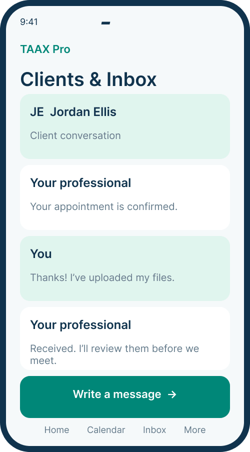 Clients and Inbox screen